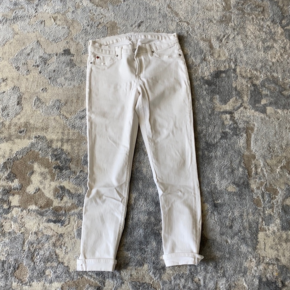 Hudson white straight leg crop jeans